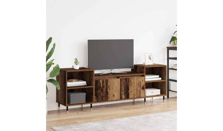 Walplus 2 Door Engineered Wood TV Cabinet 4 Shelf - Old Wood - 160 x 35 x 55 cm