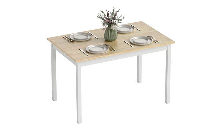 HOMCOM 4 Seater Solid Wood Dining Table – Natural