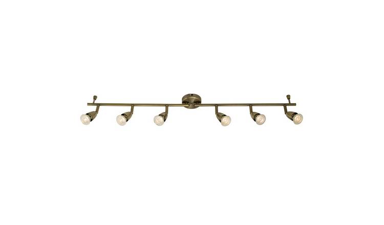 Loops Direct Steel 6-Light Adjustable Ceiling Spotlight - Antique Brass