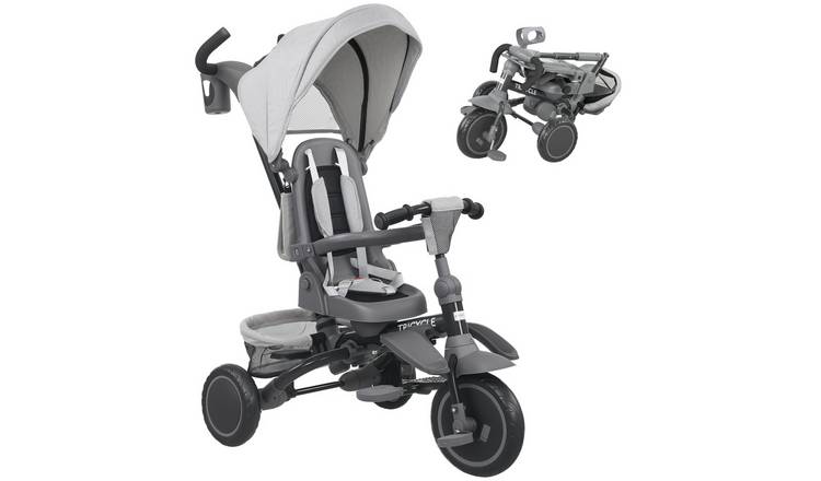 AIYAPLAY 6 in 1 Foldable Canopy Convertible Seat 5 Point Harness Trike - Grey
