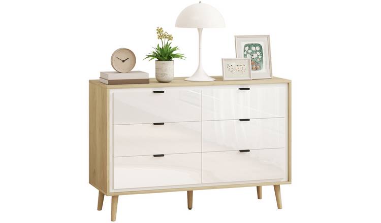 HOMCOM 6 Drawer Chest - Gloss White
