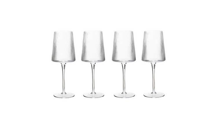 Orsina Eldon Set of 4 Ribbed Wine Glasses MOB – Clear