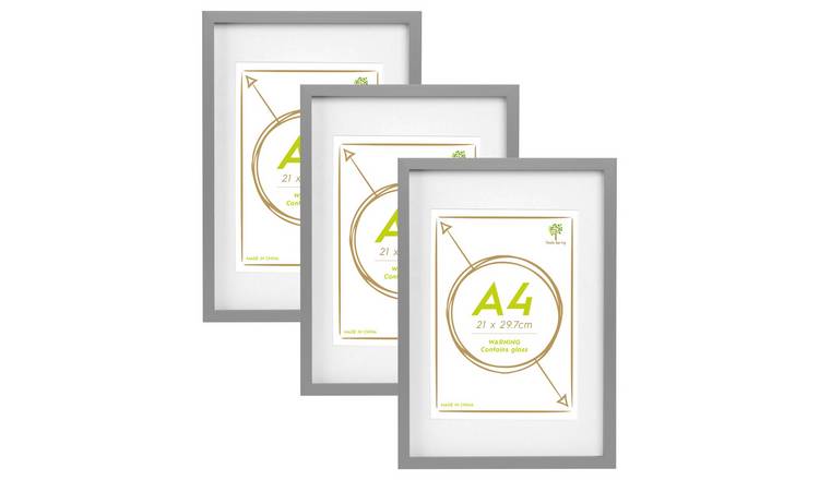 Nicola Spring A3 Photo Frames and Mount Set of 3 - Grey