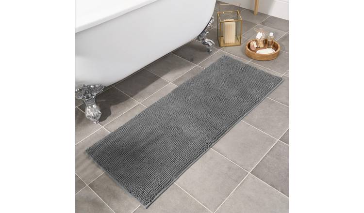OHS Chenille Style Bath Mat Runner - 45 x 110cm - Charcoal