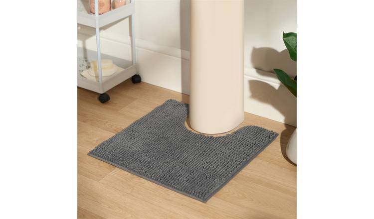 OHS Pedestal Chenille Bath Mat - 45 x 45cm - Charcoal