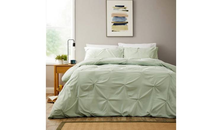 New Edge Blinds Pintuck Sage Green Duvet Set - Double