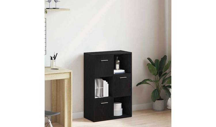 Walplus Engineered Wood Book Cabinet - Dark Oak - 60.5 x 30 x 90 cm