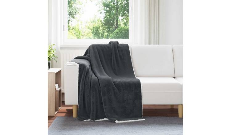 Walplus 480 g/m2 Fleece Throw Blanket - Dark Grey - 150 x 130 cm
