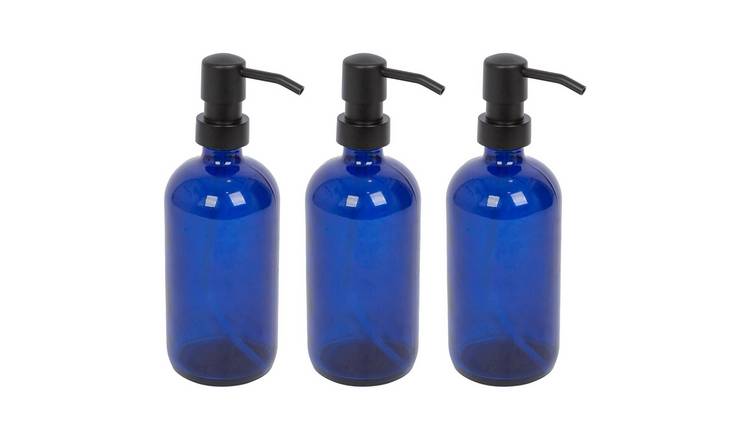 Harbour Housewares Glass Soap Dispensers  - Blue - Pack of 3