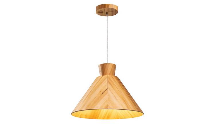 Elstead Conical Dome Pendant Light - Teak
