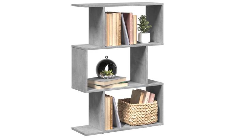 Walplus 3 Tier Engineered Wood Book Cabinet - Stone Grey - 70 x 24 x 97 cm