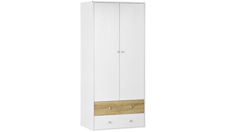 HOMCOM 2 Door 2 Drawer Wardrobe with Hanging Rod - White