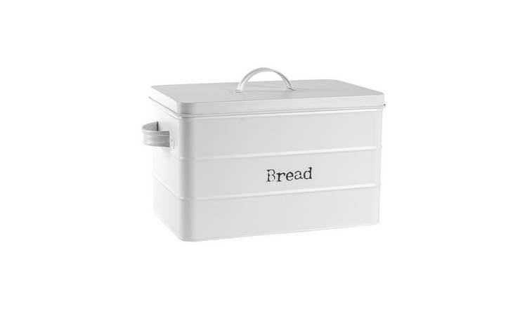 Harbour Housewares Vintage Metal Kitchen Bread Bin - White