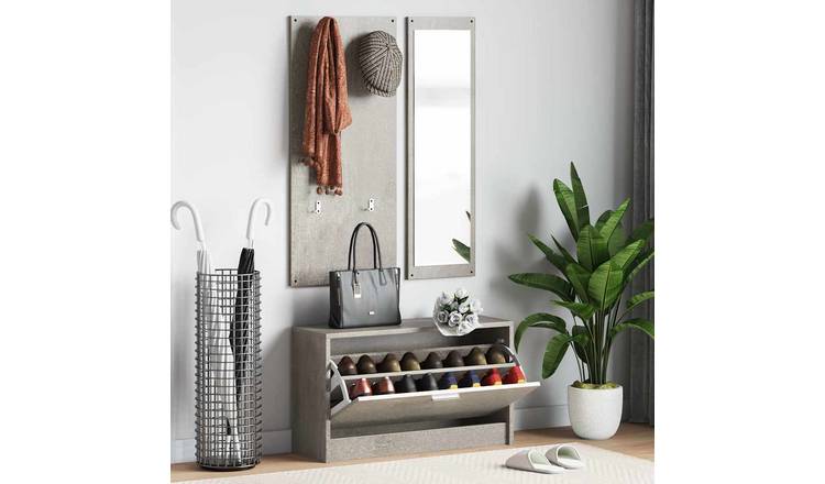 Walplus Engineered Wood Shoe Cabinet - Concrete Grey - 80 x 27 cm