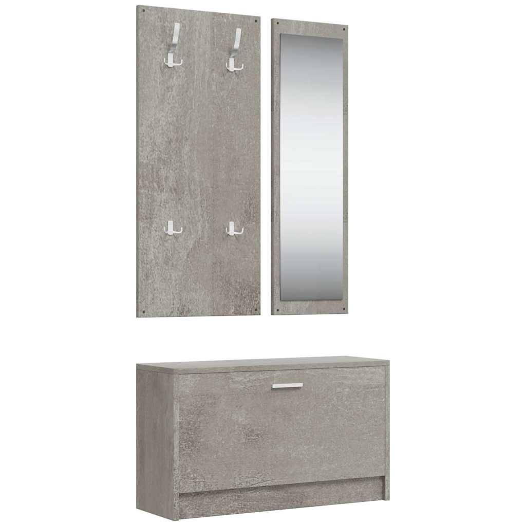Walplus Engineered Wood Shoe Cabinet - Concrete Grey - 80 x 27 cm - Image 2