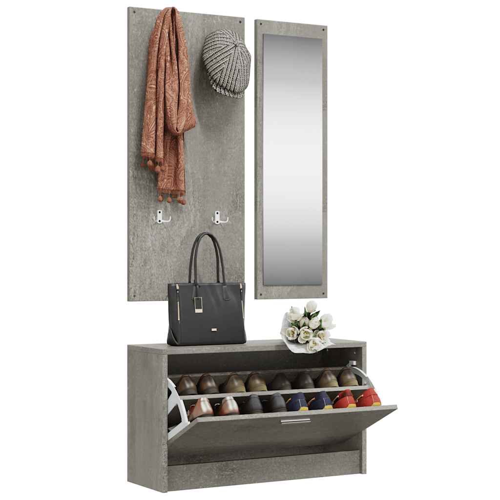 Walplus Engineered Wood Shoe Cabinet - Concrete Grey - 80 x 27 cm - Image 3