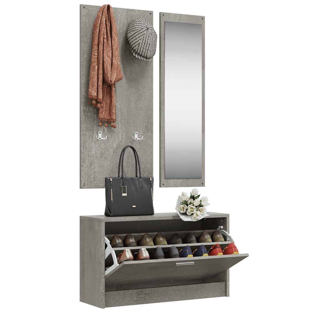 Walplus Engineered Wood Shoe Cabinet - Concrete Grey - 80 x 27 cm - Image 3
