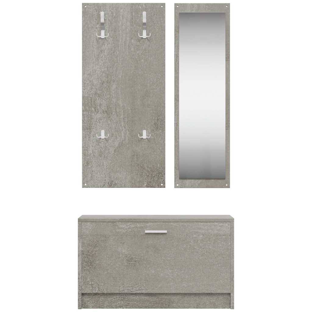 Walplus Engineered Wood Shoe Cabinet - Concrete Grey - 80 x 27 cm - Image 4