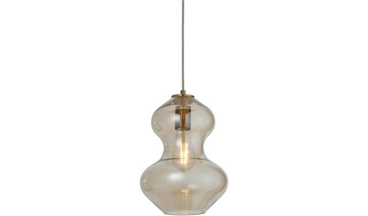 Loops Direct Satin Brass Pendant Light - Champagne Glass
