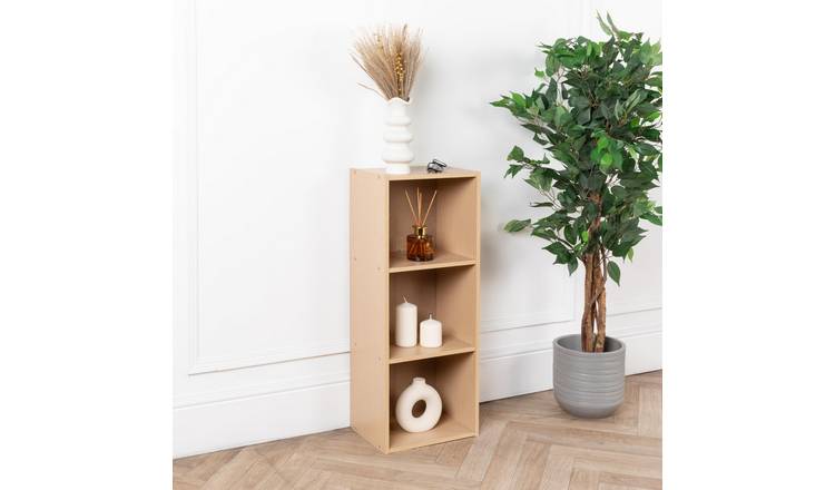 Home Treats Wooden 3 Tier Cube Bookshelf - Beech