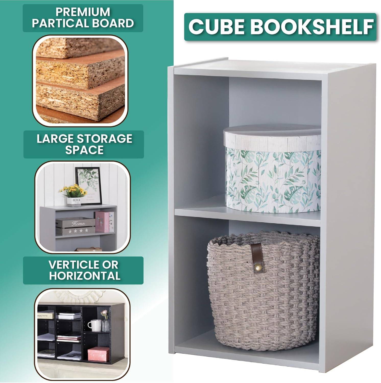 Home Treats Wooden 3 Tier Cube Bookshelf - Beech - Image 6