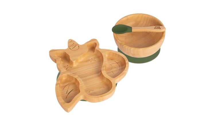 Tiny Dining 3pc Unicorn Bamboo Suction Dinner Set - Olive Green