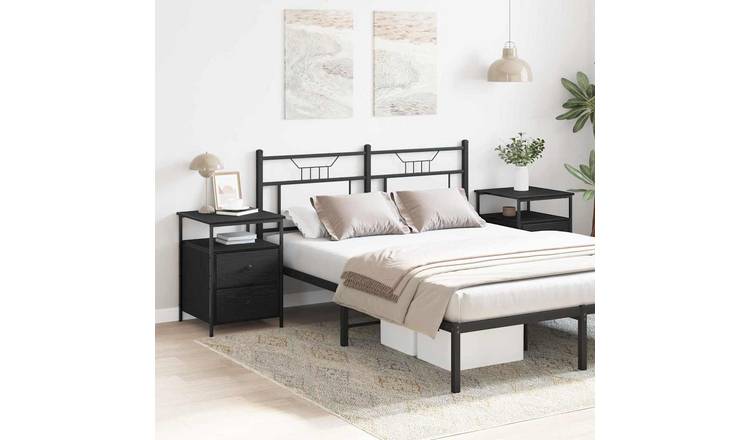 Walplus Pack of 2 Bedside Cabinet - Dark Oak - 34 x 35.5 x 50 cm