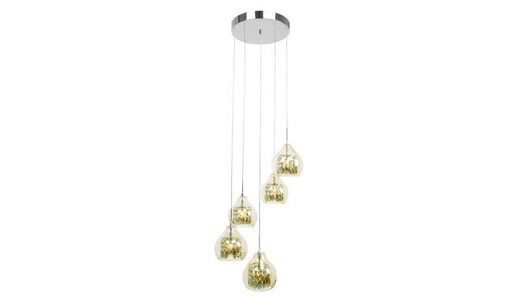 Orsina Moire 5 Pendant Light - Smoked and Chrome