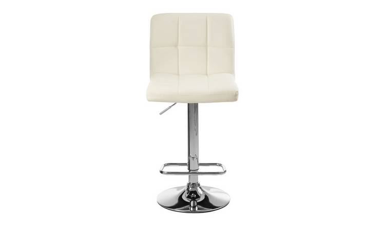 Orsina Baina Quilted Faux Leather Bar Stool – White & Chrome