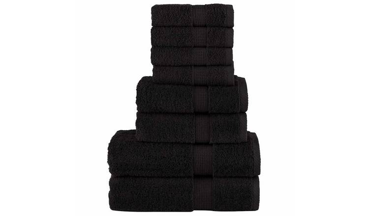 Walplus Pack of 8 Cotton Towel Set - Black