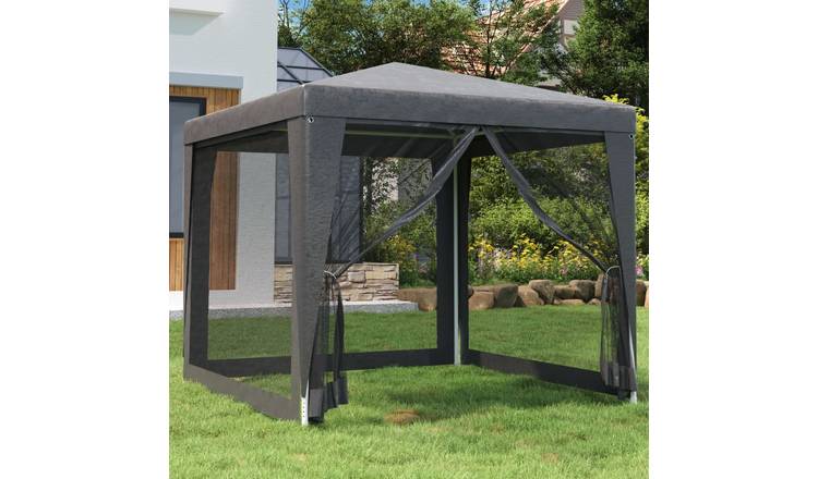 Walplus 2.5 x 2.5 m HDPE Party Tent with 4 Mesh Sidewalls - Anthracite