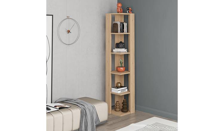 Decortie Nati Corner Particleboard Bookcase - Oak