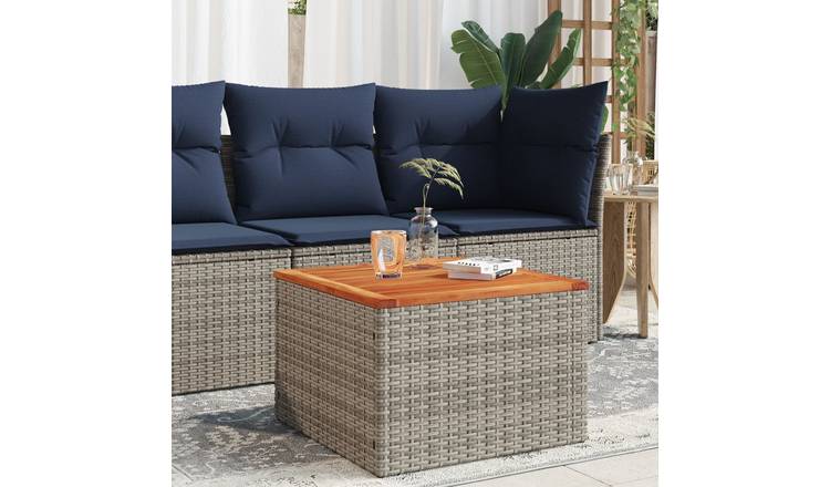 Walplus PE Rattan Garden Table - Grey - 55 x 55 x 37 cm