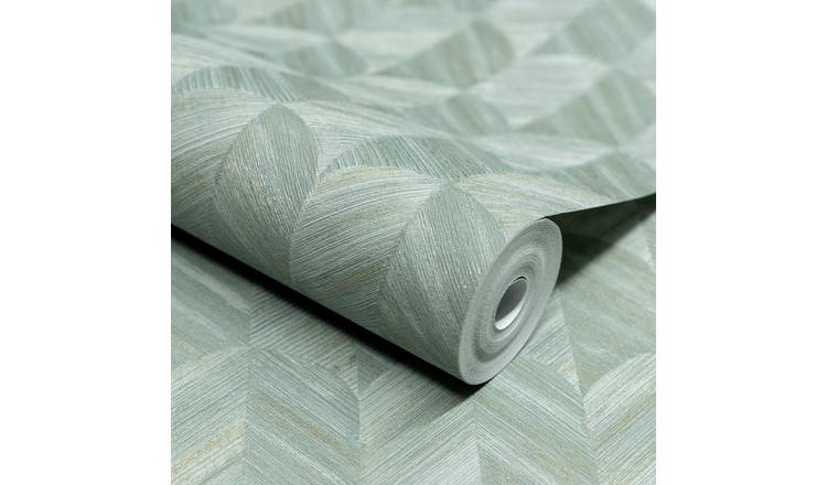 Grandeco Boutique Amber Art Deco Geo Embossed Wallpaper - Aqua