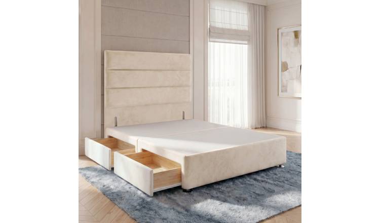 Somnior Regent Velvet Small Single 2 Drawer Divan Bed 54" Headboard - Ivory