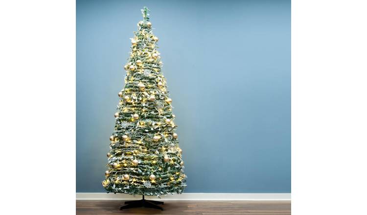 Christmas Tree World 7ft Pre-Lit Snowflecked Pop-Up Christmas Tree