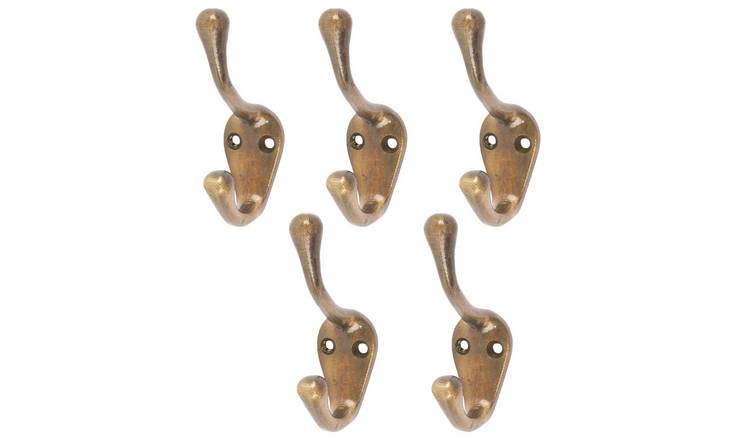 Hammer & Tongs Narrow Hat & Coat Hook - Brass - Pack of 5