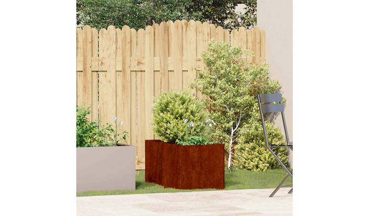 Walplus Corten Steel Garden Planter - Rusty - 40 x 80 x 40 cm