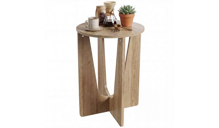 HOMCOM Compac Round Side Table with Curved Legs - Coffee Wood Effect