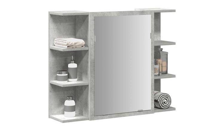 Walplus Bathroom Mirror Cabinet - Concrete Grey - 80 x 20.5 x 64 cm