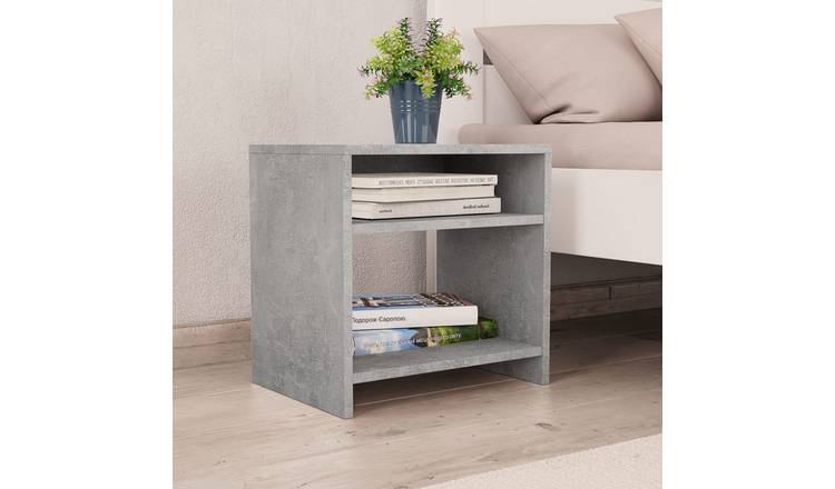Walplus Engineered Wood Bedside Cabinet - Stone Grey - 40 x 30 x 40 cm