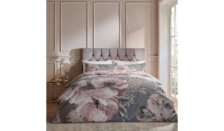 Catherine Lansfield Dramatic Floral Duvet Cover Set - Double - Grey