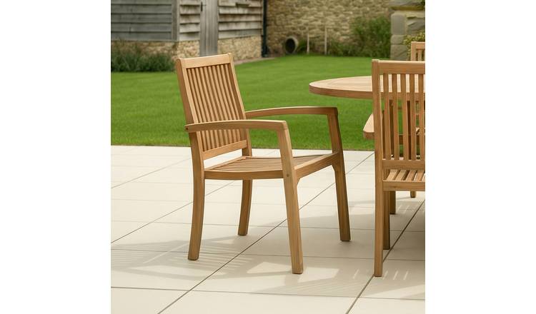 Charles Bentley Set of 2 Teak Stacking Chairs - Brown