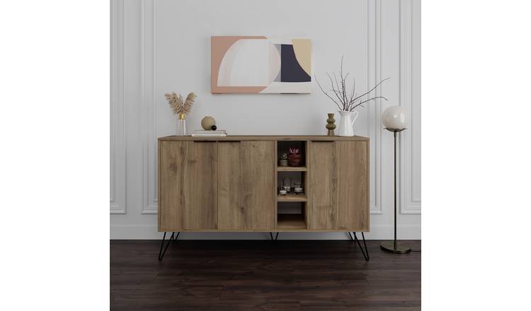 Decortie Clara 3-Door Metal Legs Sideboard - Dark Oak