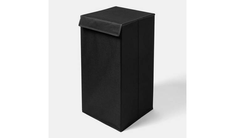 OHS Faux Linen Look Collapsible Laundry Hamper - Black