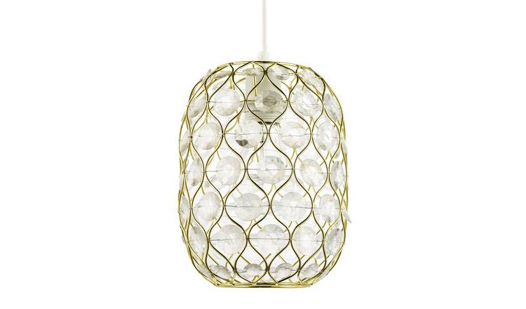 Happy Homewares Glamorous Gold Plated with Clear Faceted Pendant Shade - 18cm