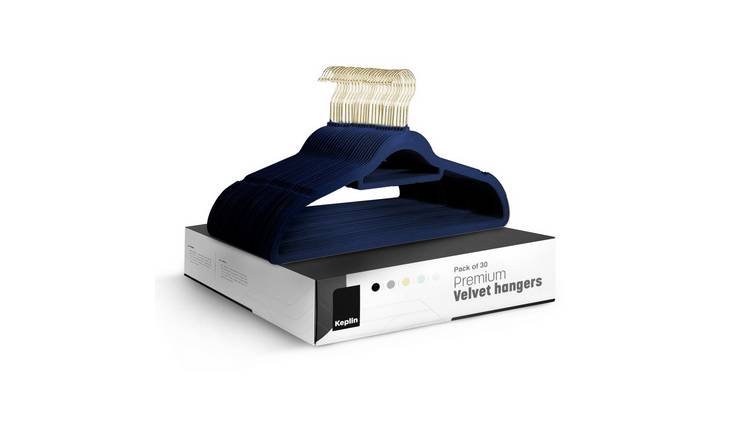Keplin Navy Blue Velvet Non-Slip Clothes Hangers - Pack of 30