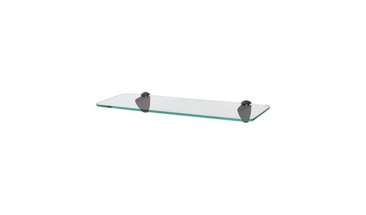Harbour Housewares Rounded Floating Glass Bathroom Shelf - Clear