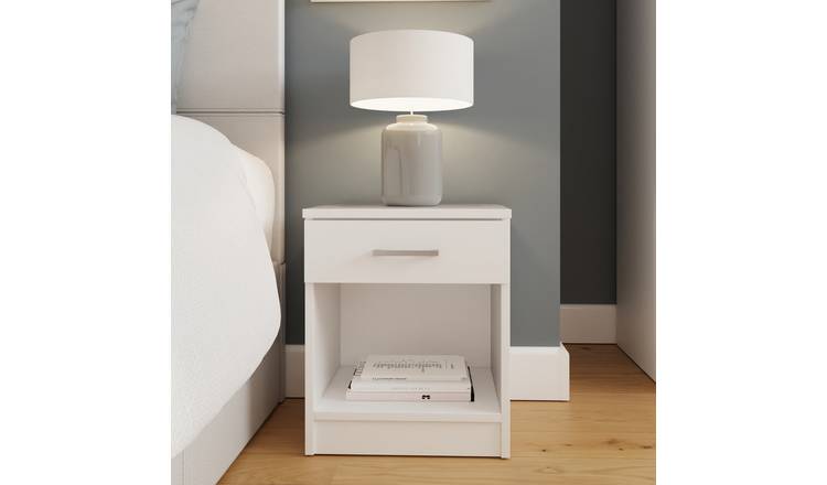 GFW Bailey 1 Drawer Bedside Table - White