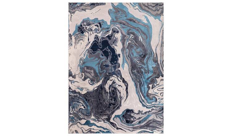 Mega Flooring Blue Modern Abstract Rug - 80 x 150cm